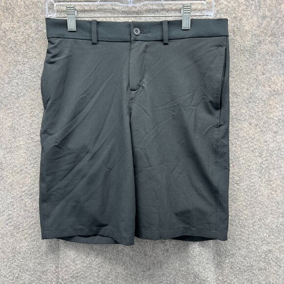 Nike Shorts Men Large Adult Black Chino Flat Front Dri Fit Athletic Swoosh Golf - Picture 1 of 13